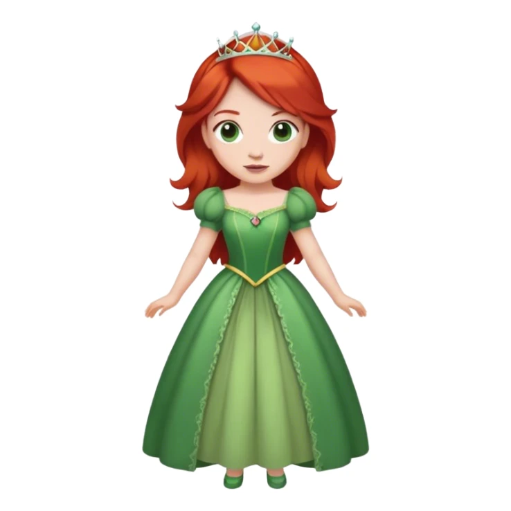 Princess with red hair wearing green dress sticker