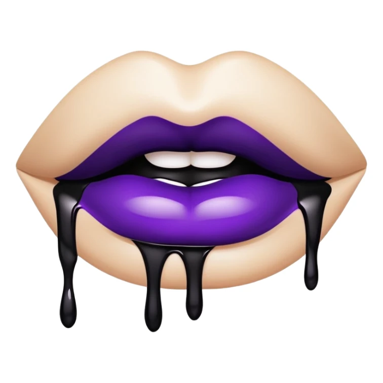 Lips with black  lipstick with dark purple  drips sticker