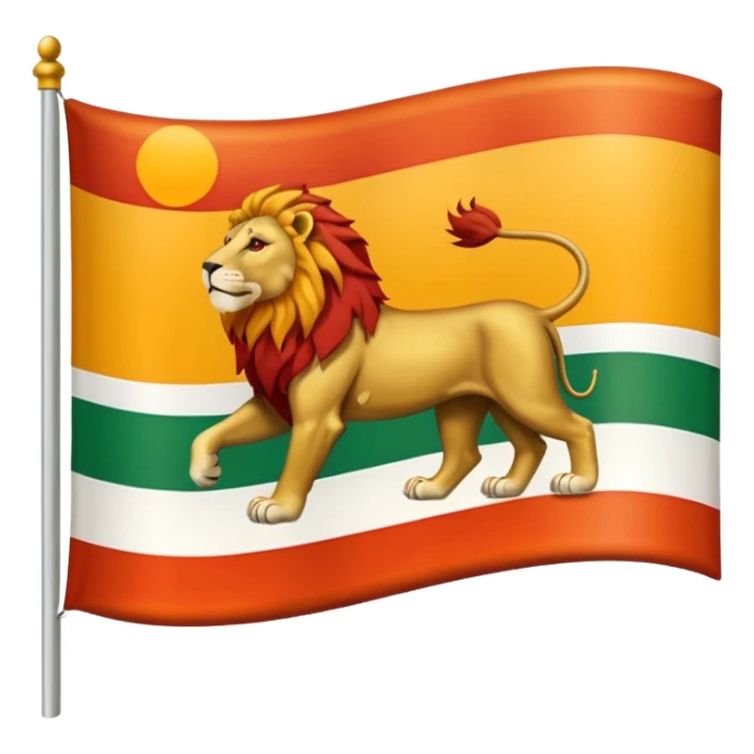 A flag with three horizontal color that upper is Green , middle is White and in down red color, in the White line is a lion and sun that sunrises from back of lion in the middle line  sticker