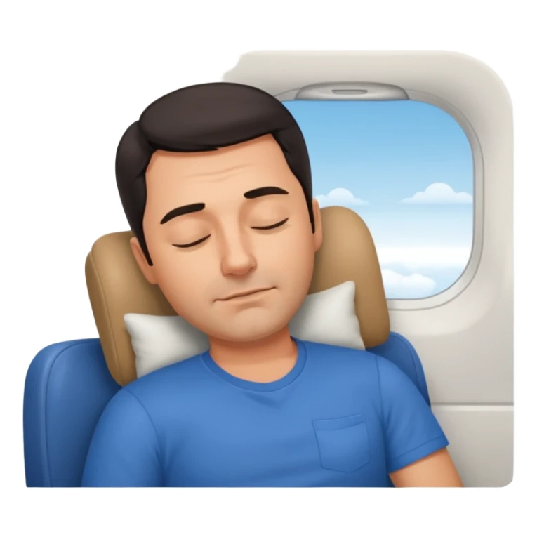 A handsome 45 year old man with dark hair sleeping blissfully on an international flight. sticker