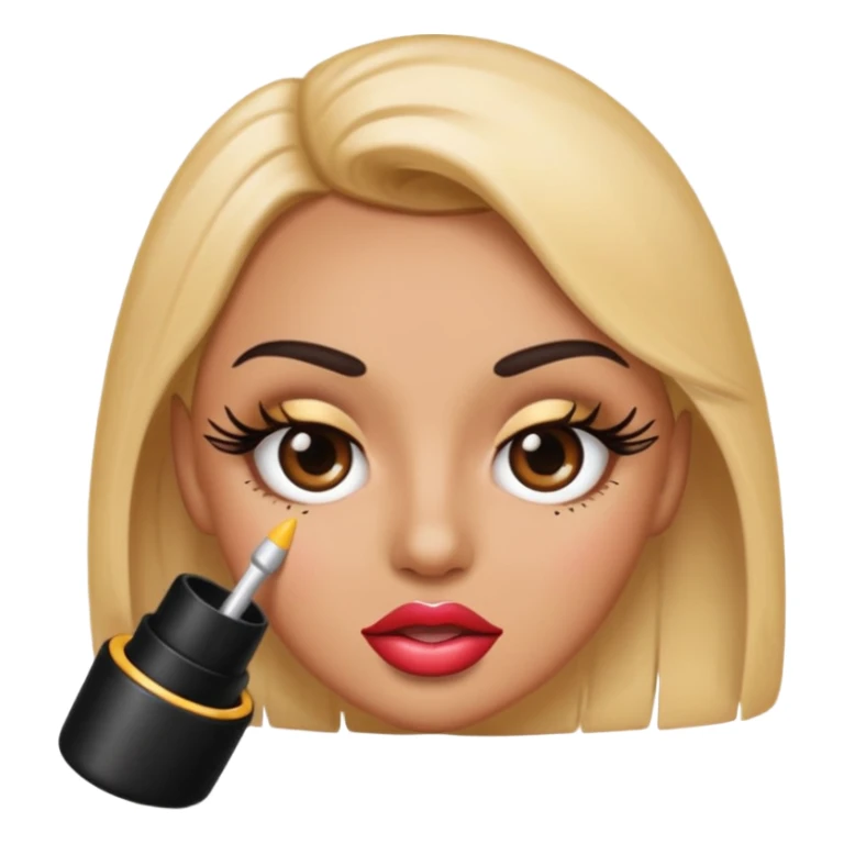 Emoji face with lashes and nails with big lips rolling their eyes sticker