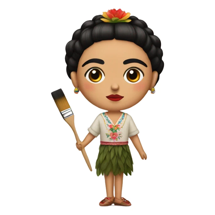 body frida kahlo kid with paintbrush sticker