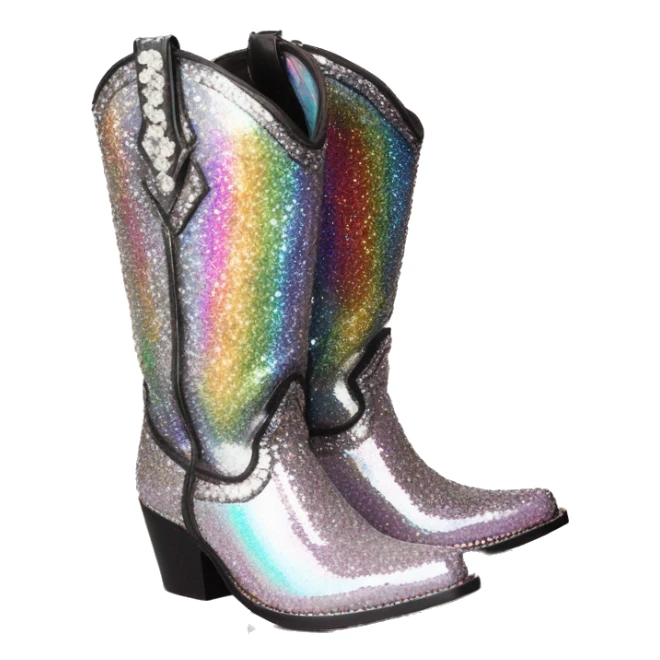 Iridescent Diamond gemstones bedazzled glitter cowboy boots Betsy Johnson sticker