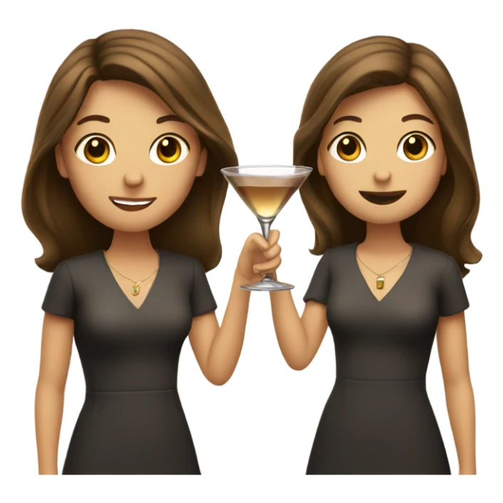 Two girls with brown hair each holding a martini sticker