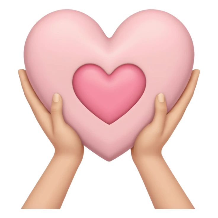 Hands holding one big heart
in soft pink, beige and yellow pastel light sticker