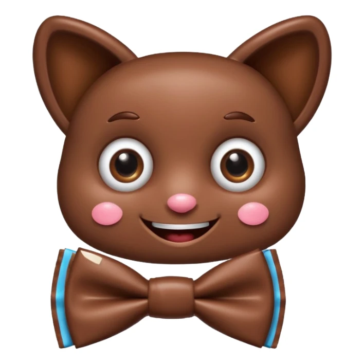 A chocolate with a tie and eyes sticker