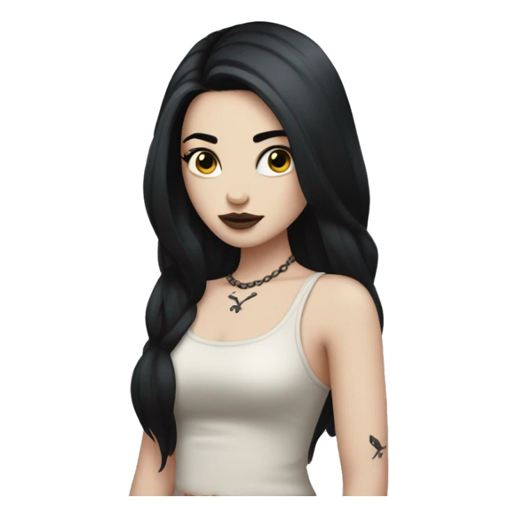 Pale girl with black hair arm tattoos sticker