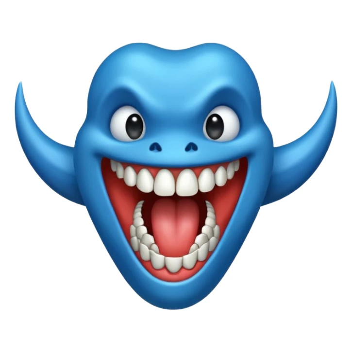 Un mostro blu con una bocca gdande e denti appuntiti sticker