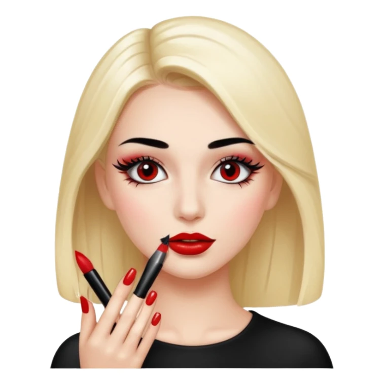 Girl doing make up with glossy nails and eyelashes sticker