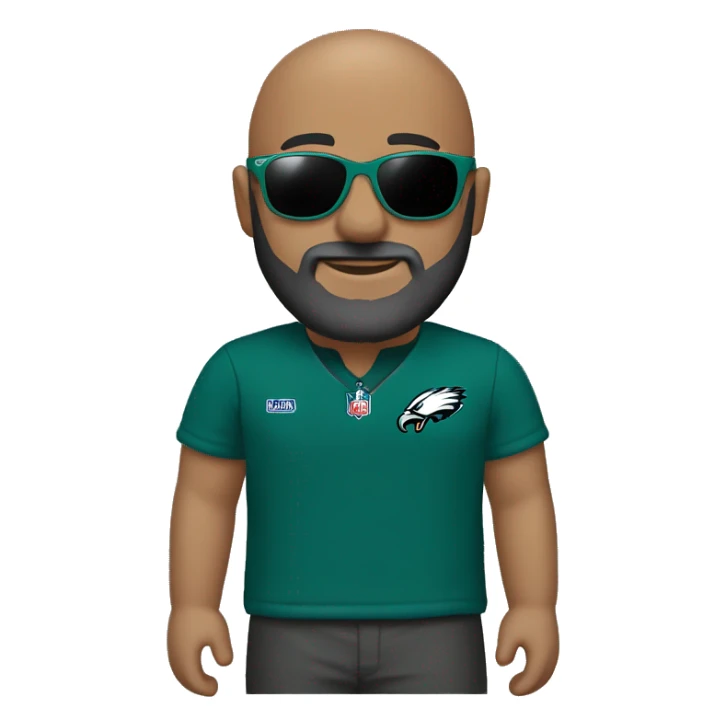 Bald guy dark grey long beard wearing Philly eagles cap shirt and sunglasses  sticker