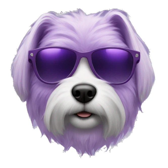 purple fur dog with purple sunglasses sticker