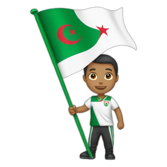 Man carrying the flag of Algeria sticker