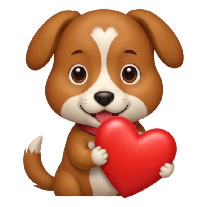 A dog holding a large heart in its mouth (modeled after the dog image attached) sticker