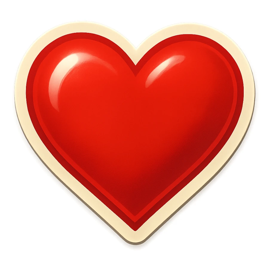 red heart, retro sticker style, bold and playful sticker