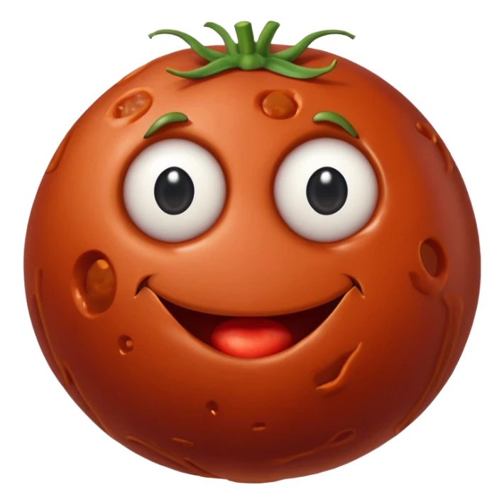 a giant meatball with googly eyes and a smile sticker