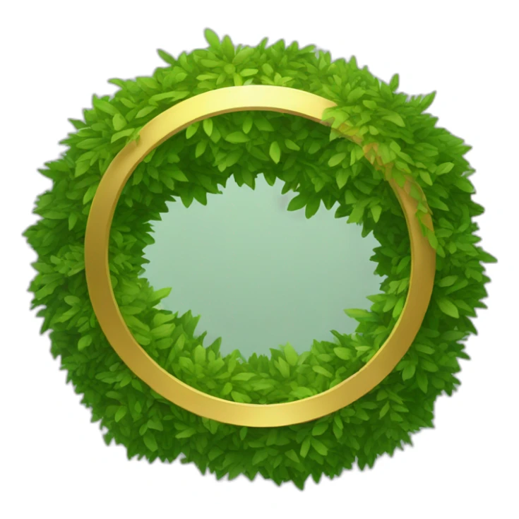 a golden circle with shrubbery inside of it sticker