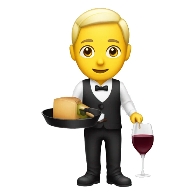 WAITER with tray and wine bottle (yellow emoji) sticker