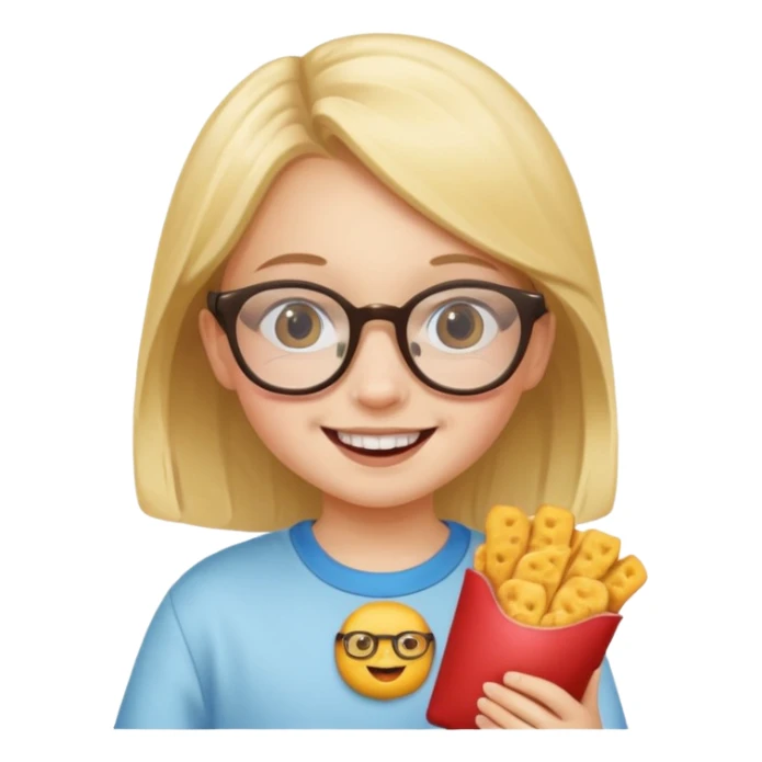 snack holding girl kid with glasses sticker