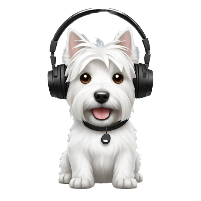 west highland white terrier with black headphone sticker