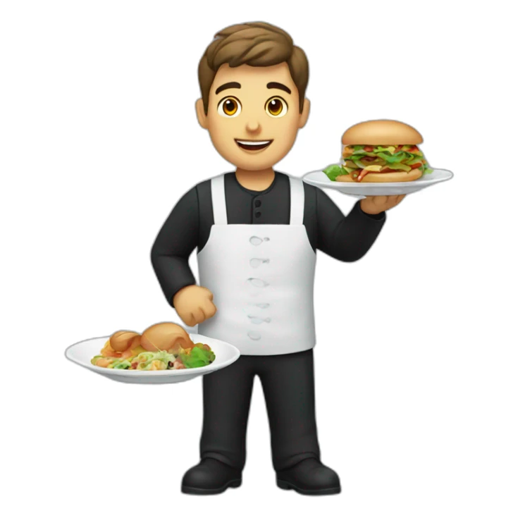 waiter showing food sticker