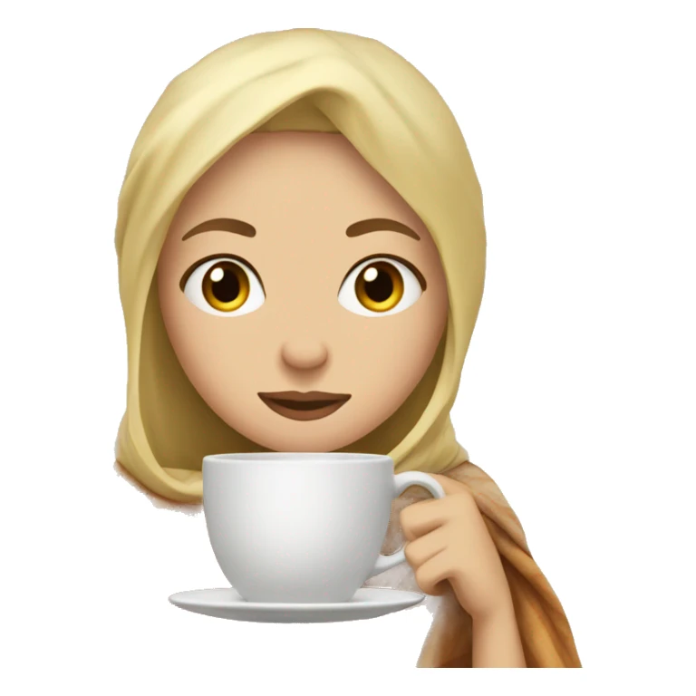 Blonde girl wrapped in blanket sipping tea sticker