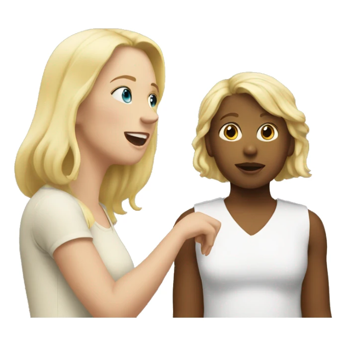 blonde women talking with blonde child  sticker