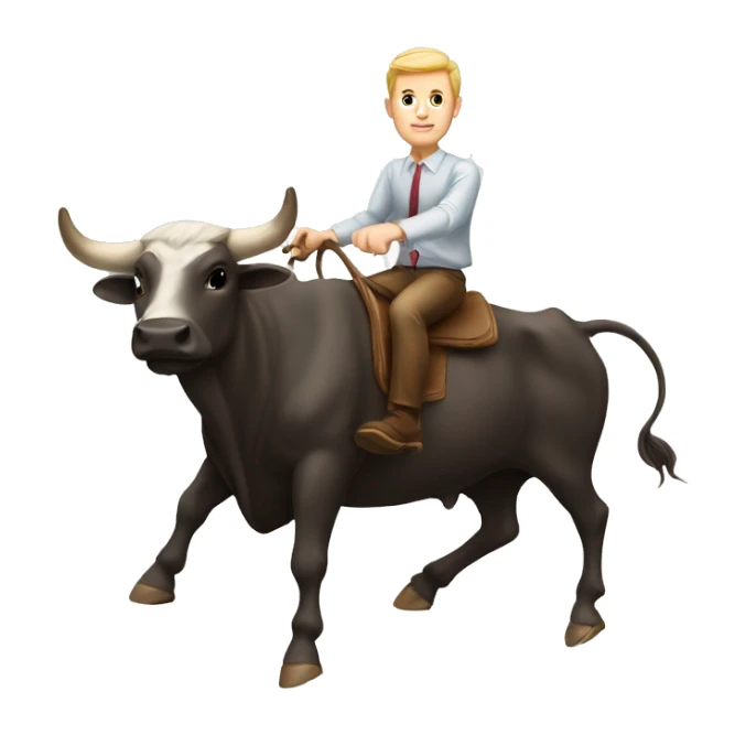 Skinny white man riding a bull sticker