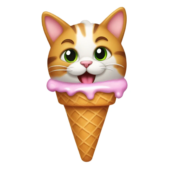A cat eating an ice cream cone sticker