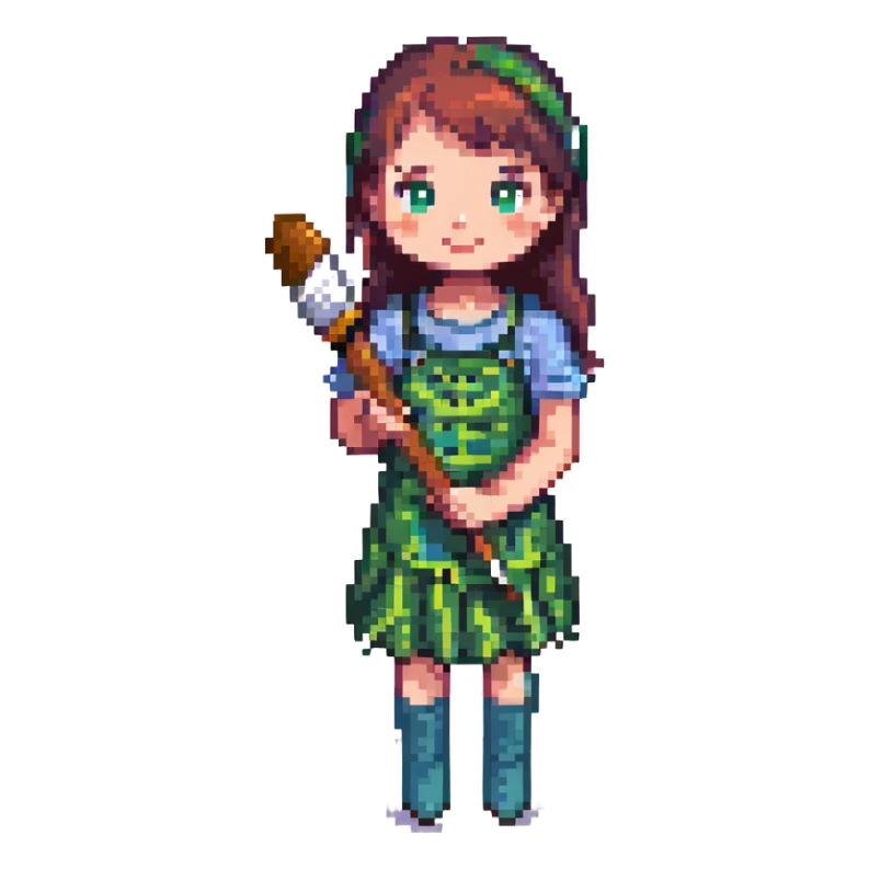 A girl holding a brush sticker