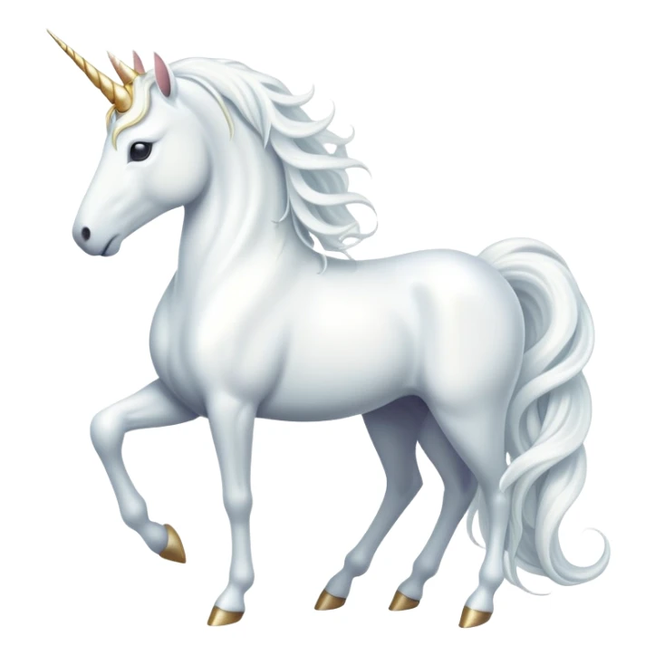 cinematic-beautiful-white-unicorn-emoji,-poised-and-regal,-with-a-slender,-ethereal-form-draped-in-a-pristine-white-color,-a-flowing-mane-and-tail,-and-a-glistening,-spiraled-horn-that-radiates-pure-light,-simplified-yet-sharp-and-majestic sticker