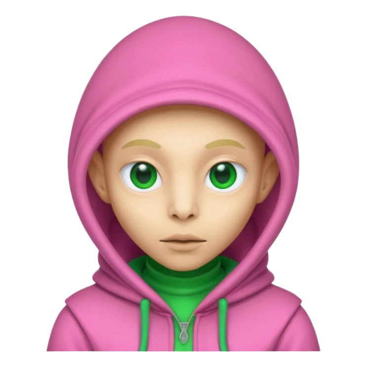 Hooded Pink Alien – Pink alien wearing a green hood.






 sticker