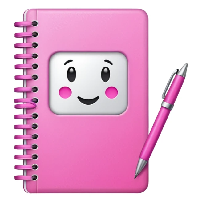 make a notebook with a pen with very girly pink tones. sticker