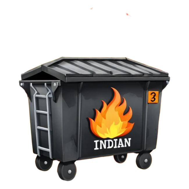 Flaming dumpster fire with the words "Indian government" on the dumpster. No typo. sticker