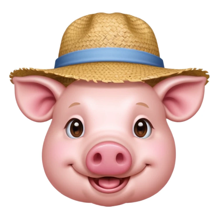 Farmer Pig – pink pig wearing straw hat and smiling sticker
