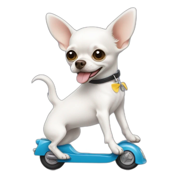 white chihuahua on scooter sticker