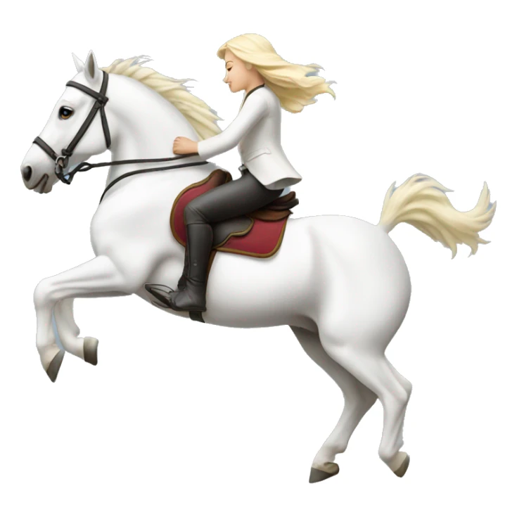 Blonde rider Jumping white horse sticker