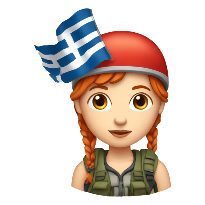 female mountaineer red hair with cap with easter egg and greek flag  sticker