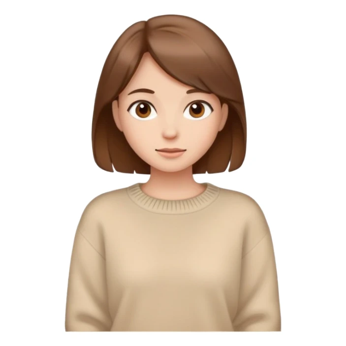 cute girl with brown hair and a beige sweater sticker