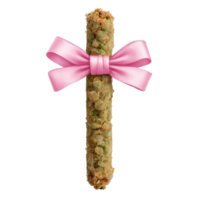 Rolled cbd blunt with a baby pink ribbon on it sticker