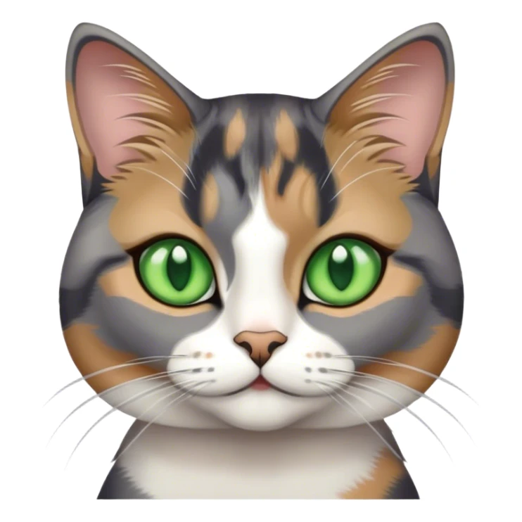 Grey calico cat with green eyes sticker