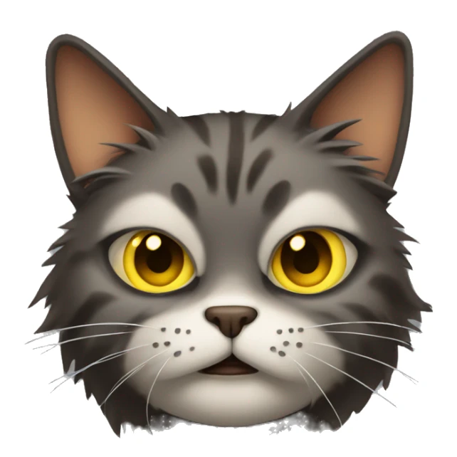 Mad cat with brown fur and yellow eyes sticker
