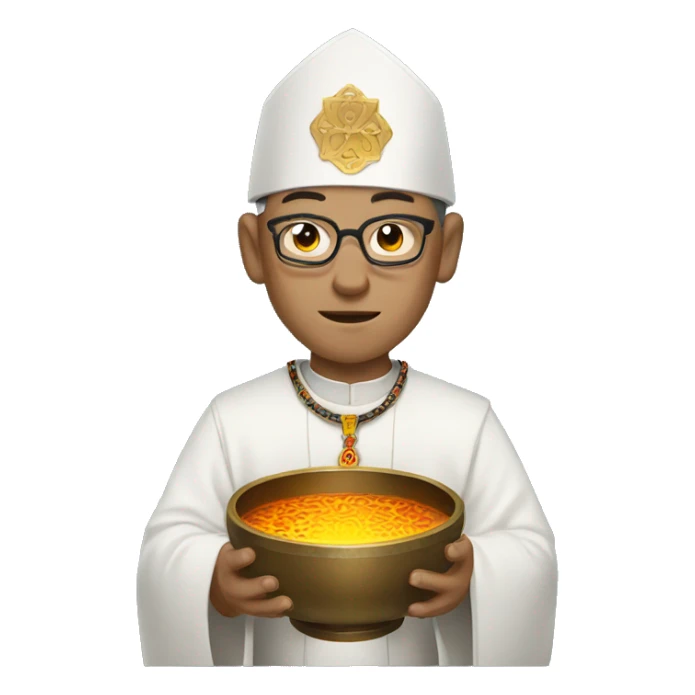 man dressed as a priest, with a tibetan bowl  sticker