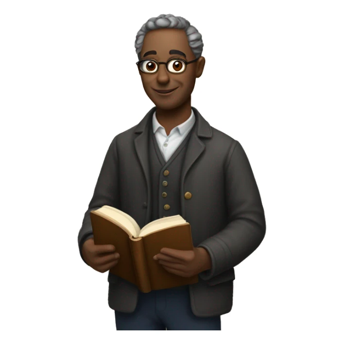 a literary curator with a book in his hands sticker