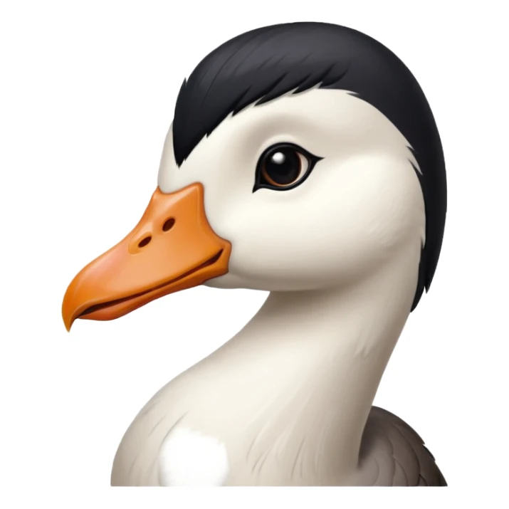 goose portrait with black hair and bangs sticker