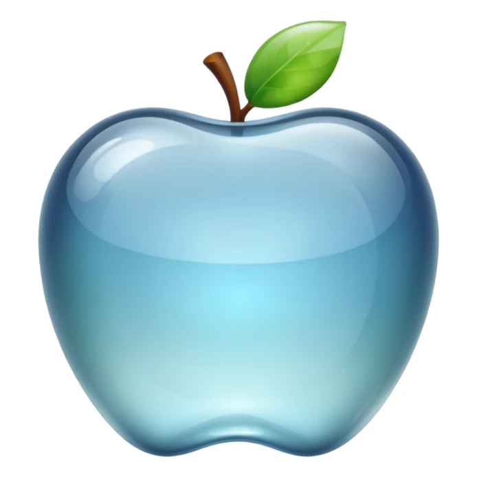 transparent clear apple shaped, shiny and translucent glass style sticker