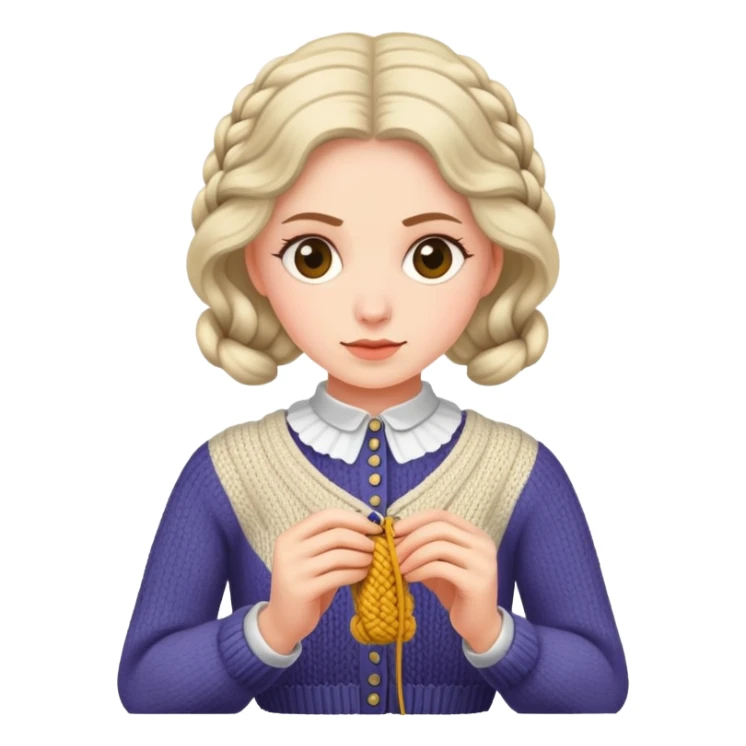 Victorian woman knitting a sweater sticker