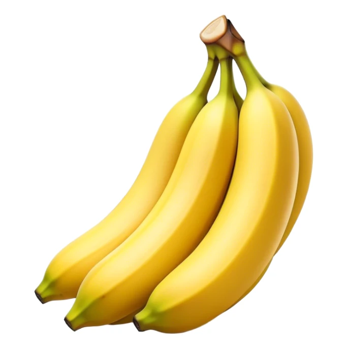 Cinematic bright yellow banana, smooth peel with gentle curves, slightly ripened, stacked in a charming bunch, warm glowing background, soft and inviting. sticker