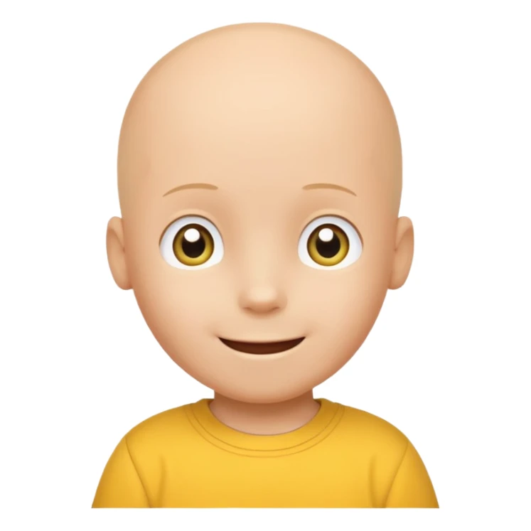 GoAnimate style Caillou, bald child with yellow shirt, emoji sticker