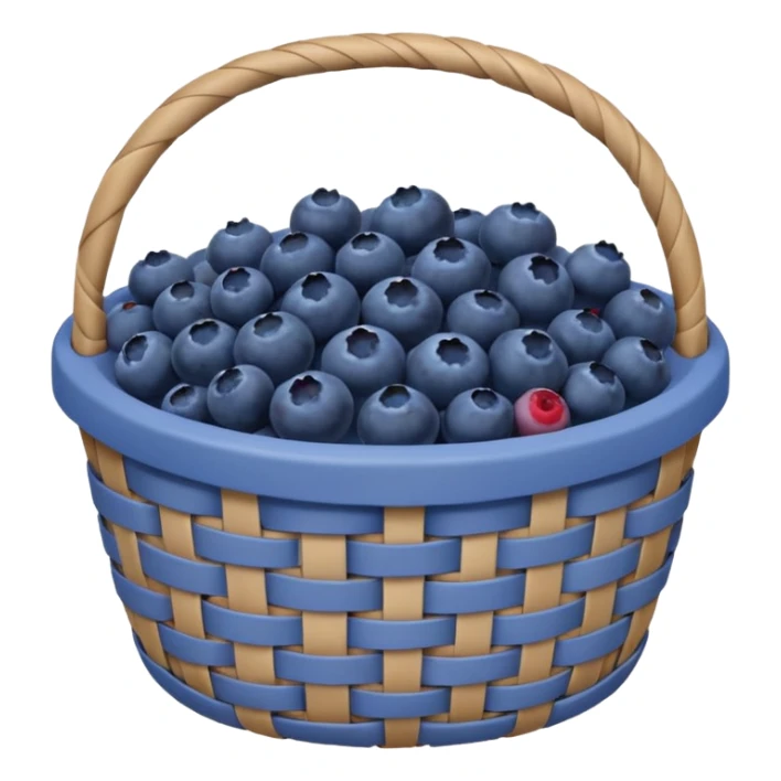 A  beige small basket of blueberries  sticker