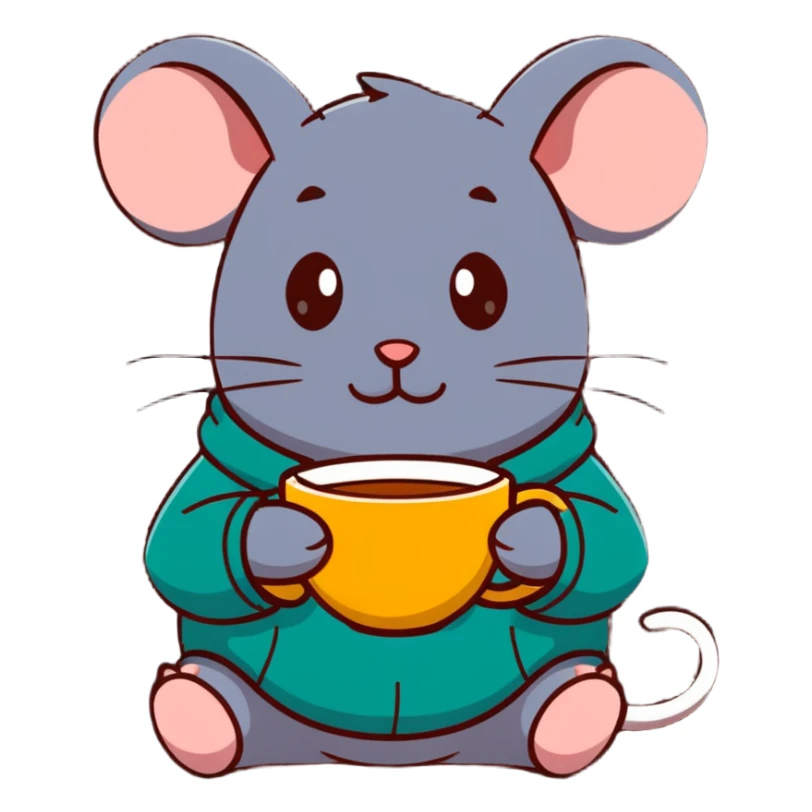Sweet mouse in a cozy sweater enjoying a cup of tea sticker